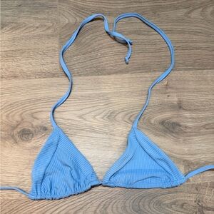 Frankies Bikinis Sky Ribbed Bikini Top in Chambray